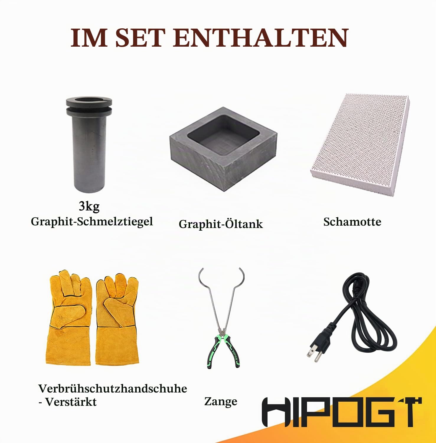 3 kg Gold-Schmelzofen, 1400 W 2000 F, digitaler elektrischer Schmelzofen mit Graphit-Tiegel für Schmelzkratzer, Silber, Gold, Kupfer, Aluminium, 220 V Verfeinerung des Gussefens
