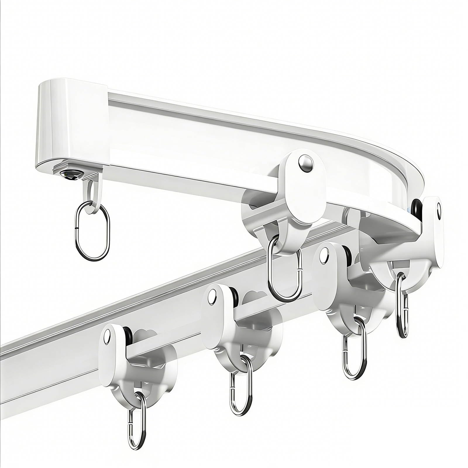 GLDYTVF Silent Smooth-Glide Aluminum Curtain Track, 2m (6.6ft) Side-Mounted, Perfect for Room Divider Curt in Bedroom, Balcony, Office - Easy Installation & Stylish Design