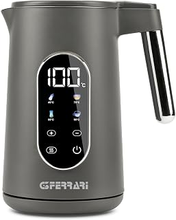 G3 Ferrari G10205 Kettle "Tisaniere Tech", 1.7 Liter, 4 Preset Programs, Touch Screen, Adjustable Temperature, Base with 360 Degree Rotation, matcha Tea, White Tea, Herbal Teas, Grey