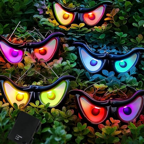 Dazzle Bright 10 LED RGB Flashing Eyes Halloween Decorations, Battery Operated Light up Waterproof Halloween Lights for Indoor Outdoor Room Yard Garden Party