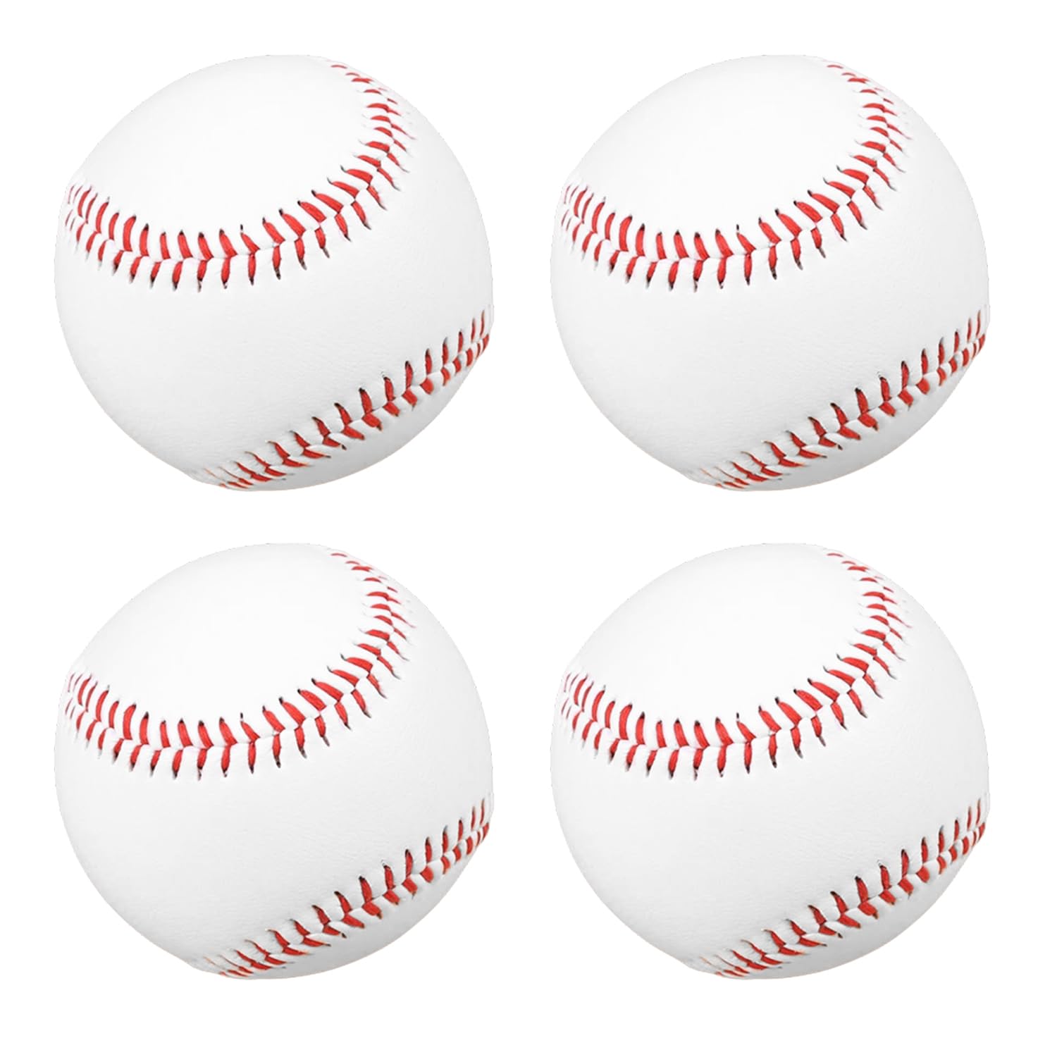 Huipalon 4 Pcs Baseball Ball, Soft Leather Sports Practice Ball, PVC Rubber Leather Hand Stitched Ball, Training Baseball SoftBall, Baseball Training Equipment for Youth and Adult