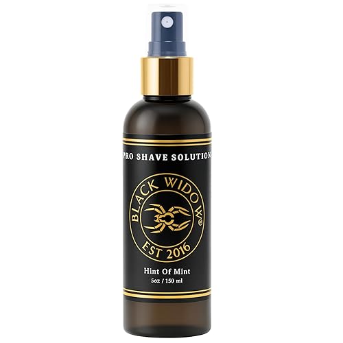 Black Widow Pro Shave Solution  Loción en aerosol para afeitar sin desorden con un toque de menta, loción de afeitar hidratante para hombres y