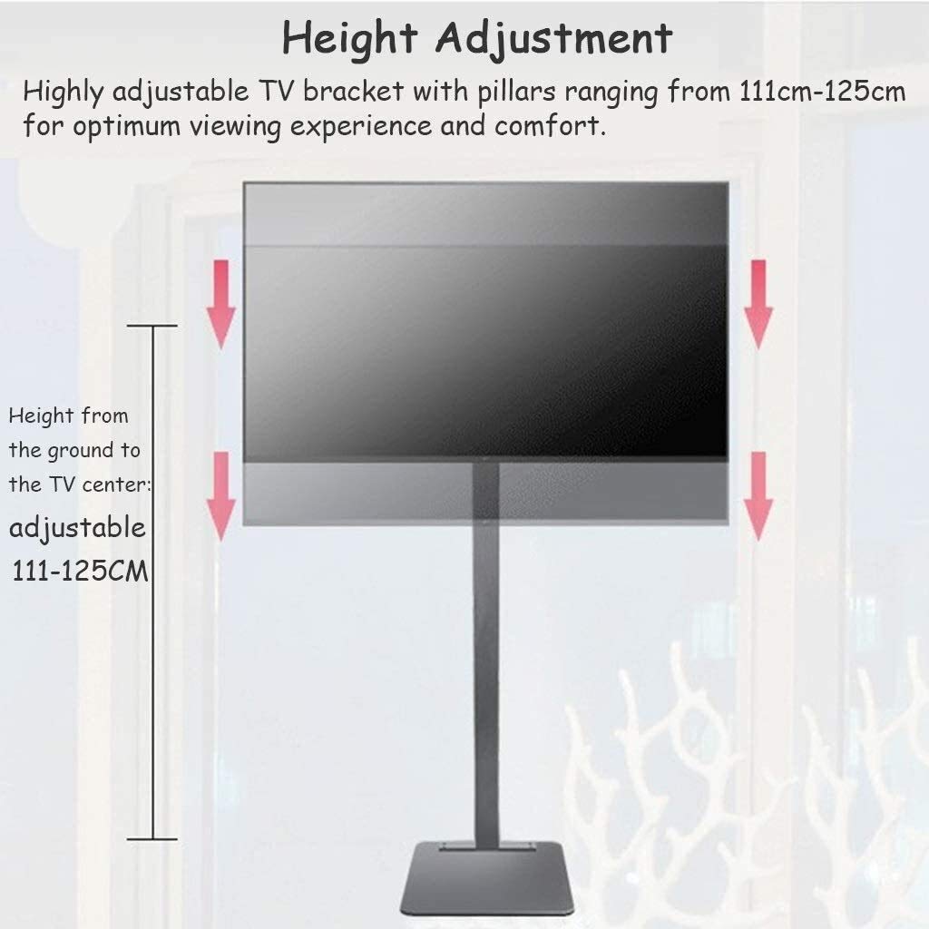 Uchwyt ścienny do telewizora Wysokie stojaki podłogowe do telewizorów 32 "/49"/55 "/65"/70 "Płaskie ekrany, regulowany obrotowy stojak telewizyjny o dużej wytrzymałości do