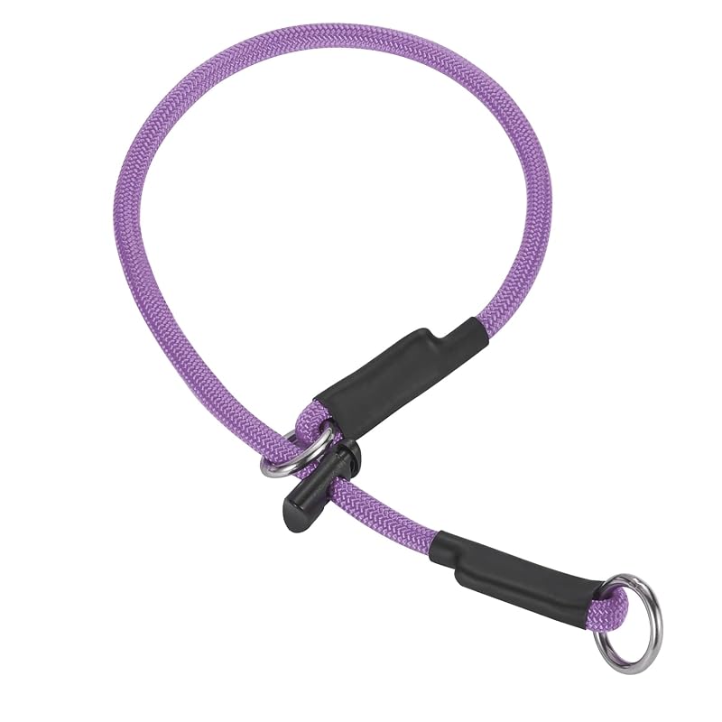 Coleira Martingale para Cães FURSDOLY em Corda de Nylon com Limitador Ajustável Light Purple, 45,72 cm