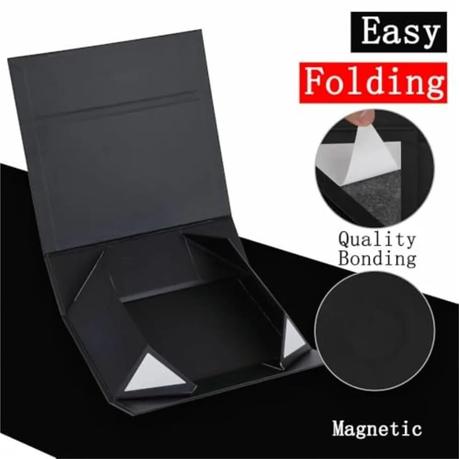 Confezione regalo nera extra large 20x16x7 pollici per Compleanno, Natale | Confezione regalo for regali con coperchio a chiusura magnetica pieghevole, compleanno, Natale