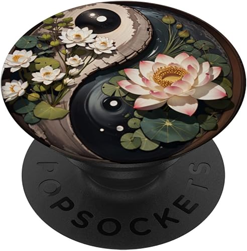 Estanque de flores de loto Yin Yang PopSockets intercambiables PopGrip