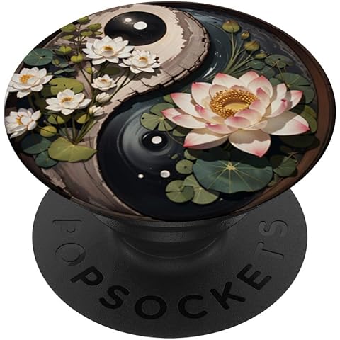 Lotus Flower Pond Yin Yang PopSockets Adhesive PopGrip