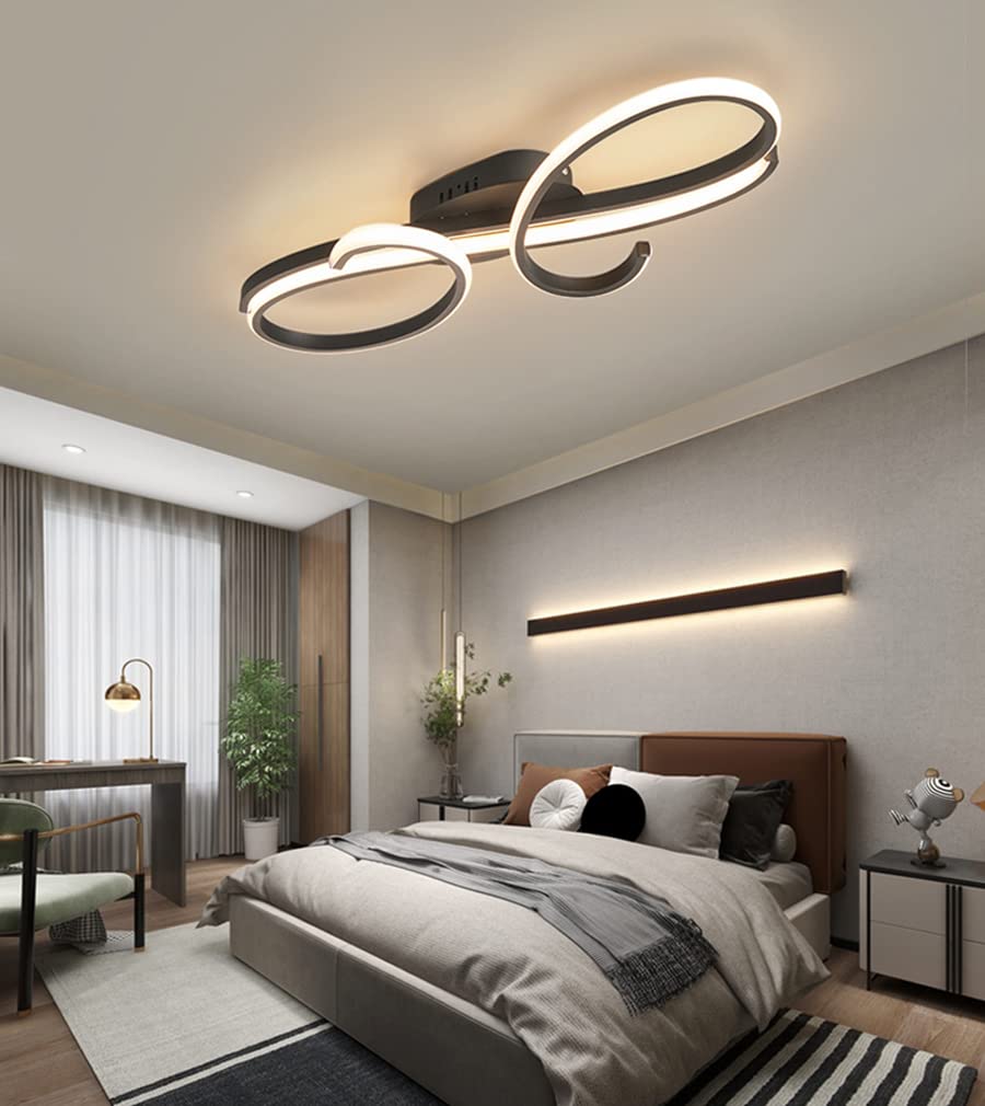 WERSVG Deckenleuchte Dimmbar – 60 Cm Ring LED Mit Nachtlicht, Schwarz/gold, 78W