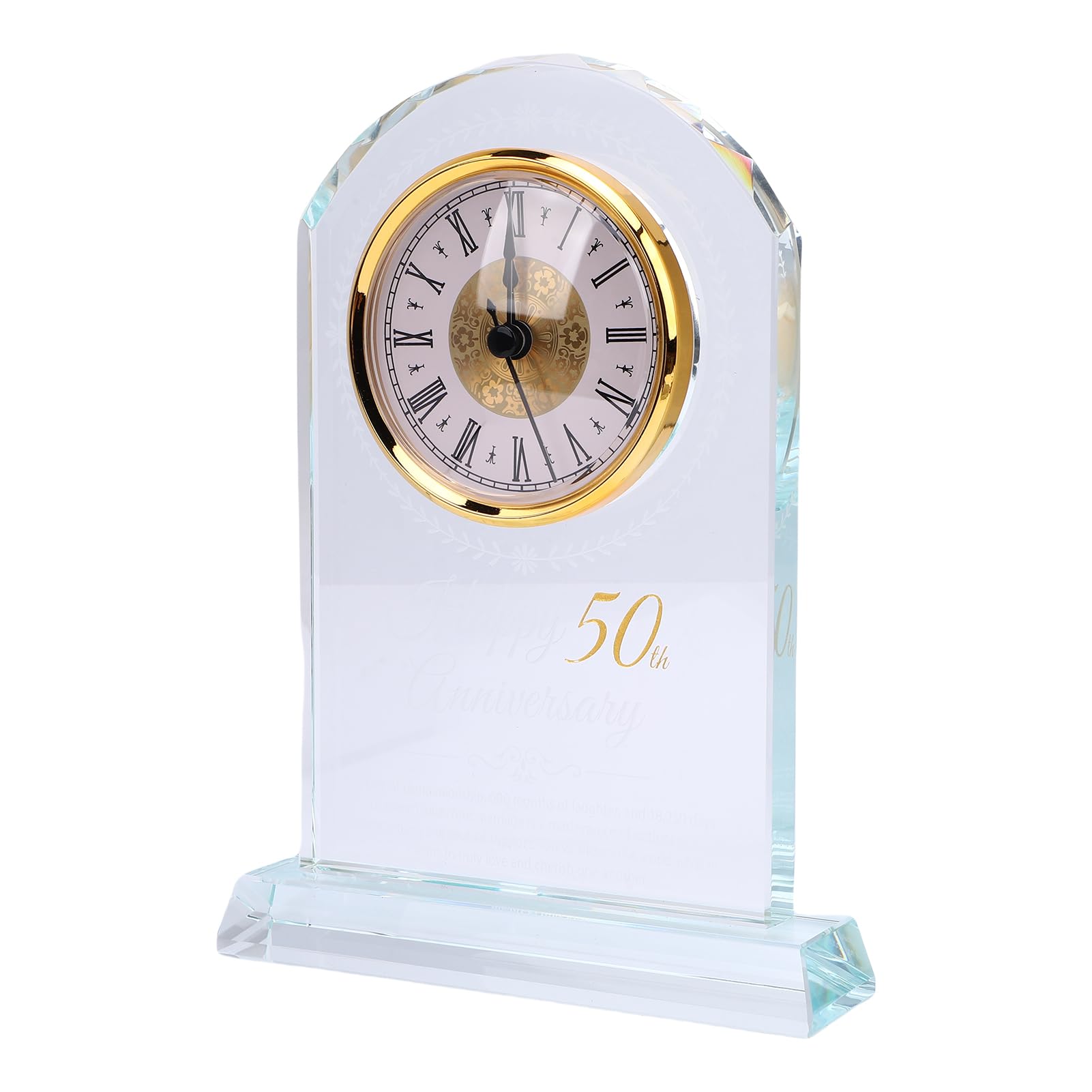 Reloj de cristal moderno grabado en 3D, reloj de mesa decorativo para aniversario, boda, cumpleaños, decoración del hogar y la oficina