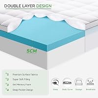 Autsel Gél Memory Foam Matracvédő 180x200 cm - Kétrétegű Hűsítő Fedőmatrac, Mosható Hipoallergén Matractopper Vörös Színben 3