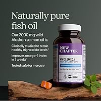 Vista 4 de New Chapter Suplemento de aceite de pescado: aceite de salmón de alaska silvestre Wholemega con omega-3 + vitamina D3 + astaxantina + capturado