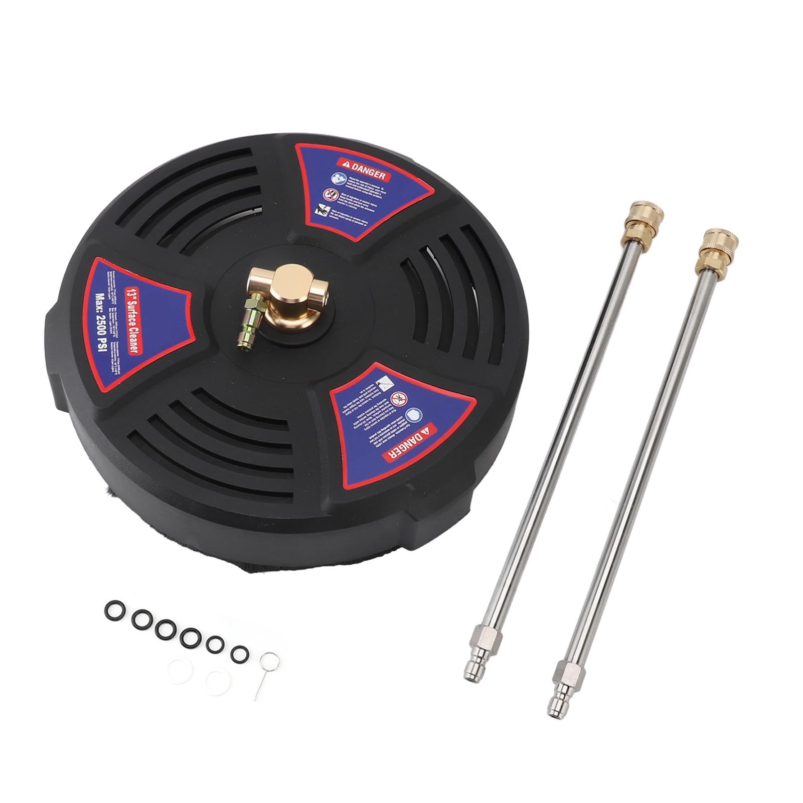 SIXRUN Limpiador de Superficies Profesional para Hidrolimpiadora, 33 cm, 2500 PSI, ABS y Acero Inoxidable, con 2 Varillas de Extensión, Conexión Rápida 1/4 Pulgada