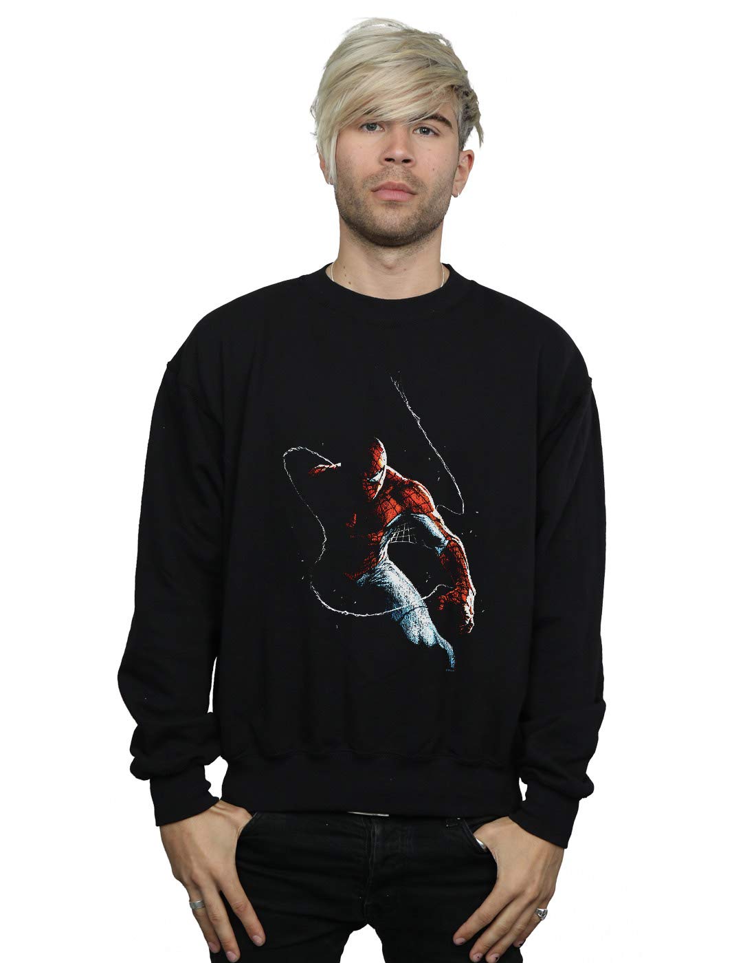 Absolute Cult Men's Black Marvel Spider-Man Painting Sweatshirt Large