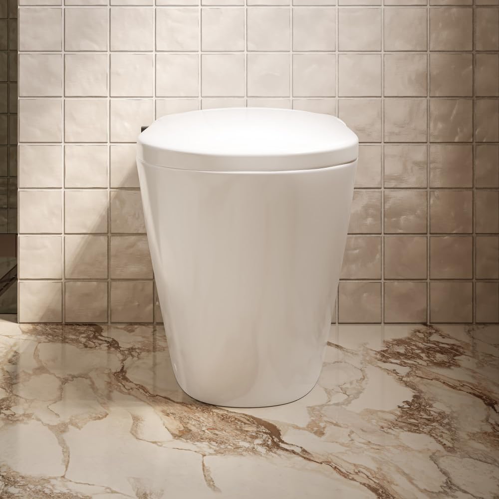 Swiss Madison Hugo H Power Flush Tankless Toilet 7" Back Outlet 1 GPF Non-Electric Toilet with Integrated Tank and Manual Bidet in Glossy White