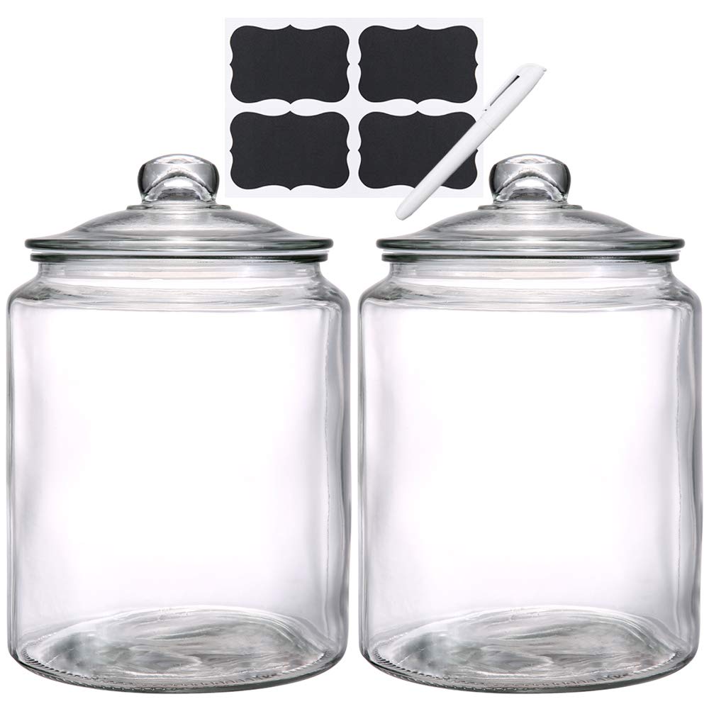 Daitouge 1.5 Gallon Glass Jars with Lids, Large Glass Storage Jars Set of 2, Heavy Duty Glass Canisters for Kitchen, Perfect for Flour, Sugar, Rice, Pasta, Beans, Cookies
