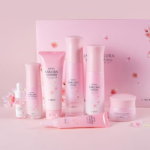 Miniatura 6 de JAPAN SAKURA - Juego de regalo de belleza para el cuidado de la piel con limpiador, tónico, loción, suero, crema de ojos, crema facial, kit de viaje