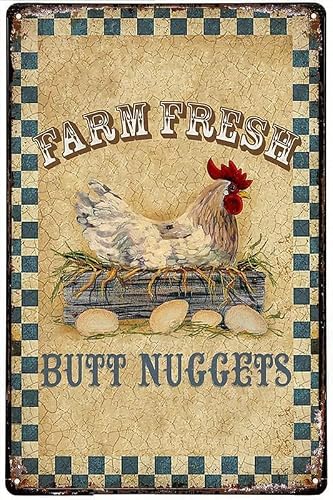 6"x8" Metal Sign Aluminum Funny Chicken Coop Decor Chicken Farm Fresh Butt Nugett Chicken Sign Home Decor