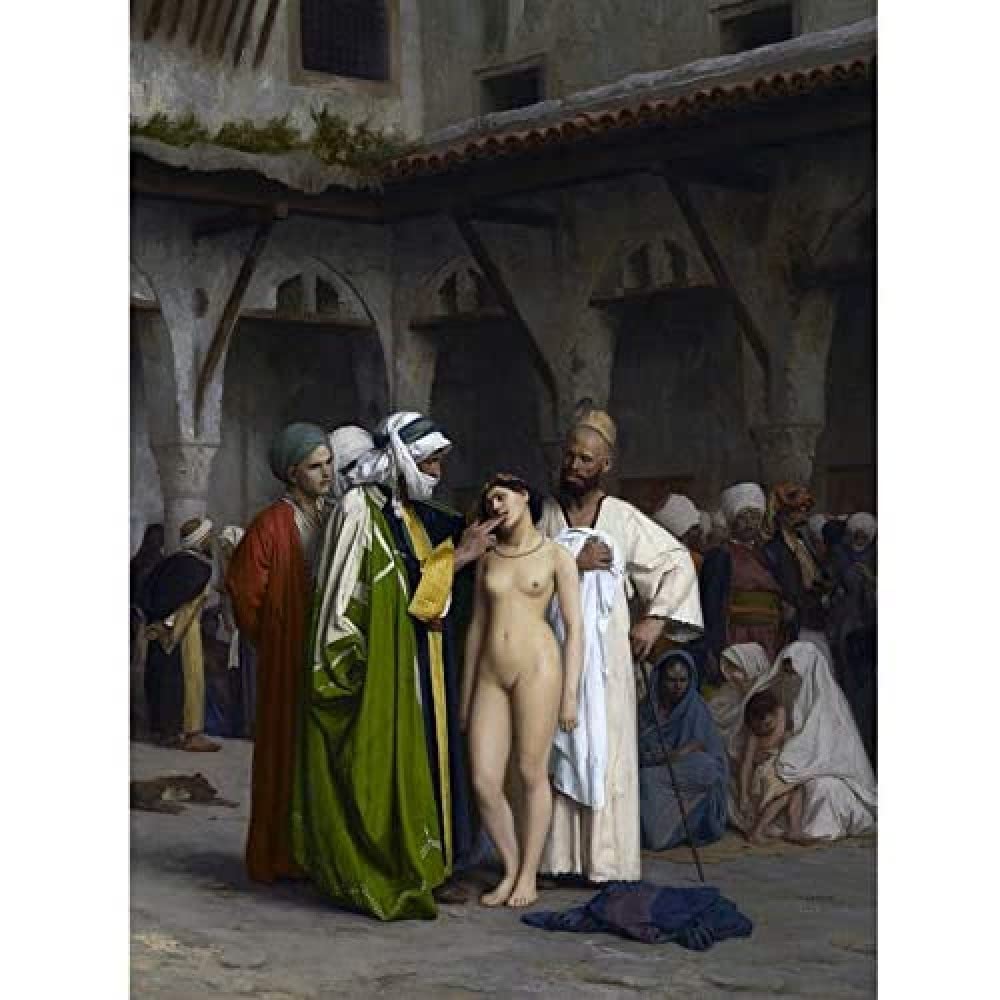 Artery8 Jean Leon Gerome Slave Market Painting Art Print Canvas Premium Wall Decor Poster Mural
