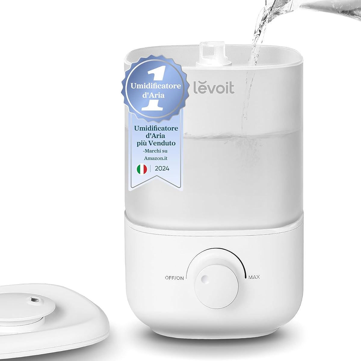 Levoit Umidificatore Ambiente Bambini, fino a 25 Ore, Umidificatore Silenzioso da 23 dB per Camera da Letto, Top Fill Umidificatore con Ugello a 360° per Piante, Spegnimento Automatico, 17W