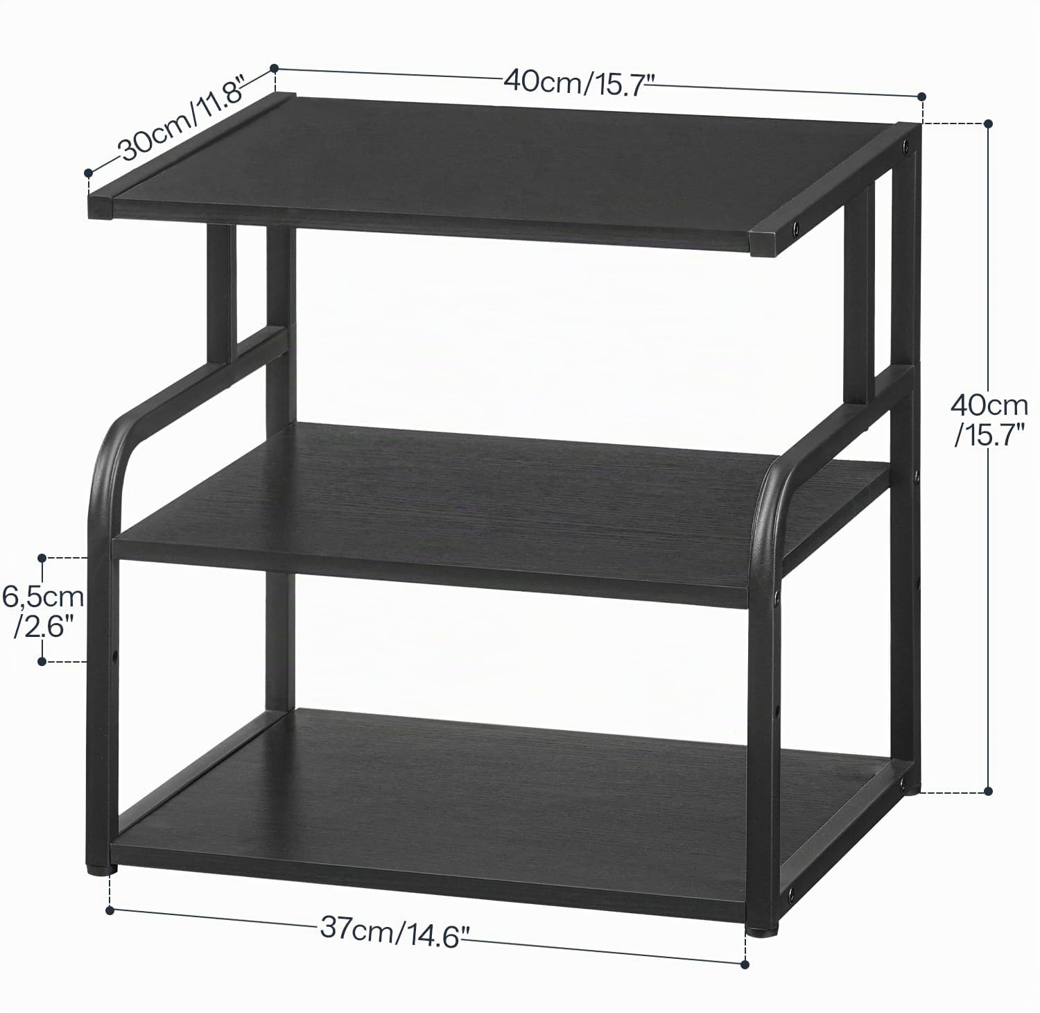 HOOBRO Supporto per Stampante a 3 Ripiani, Mensola da Scrivania, Supporto sotto Tavolo, Scaffale Portaoggetti con 1 Ripiano Regolabile, per Casa, Ufficio, Cucina, Soggiorno, Nero EBB06PS01