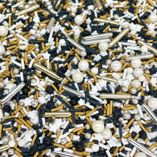 Image of Sprinkles | 4 oz | Gold and silver sprinkles | Metallic sprinkles | New year sprinkles | Glamour sprinkles | Sprinkle mix | Manvscakes