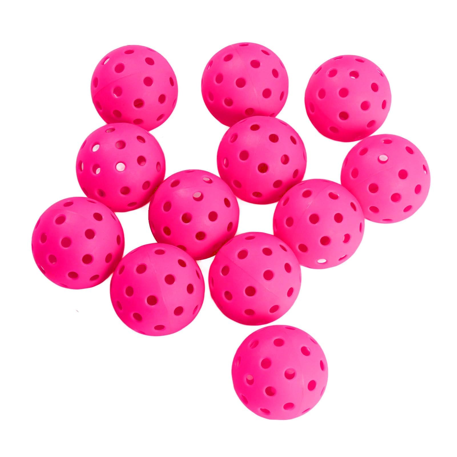 Balles Pickleball Haute Élasticité 40 Trous Lot de 12 PE pour Débutants Familles Entraînement Intérieur Extérieur