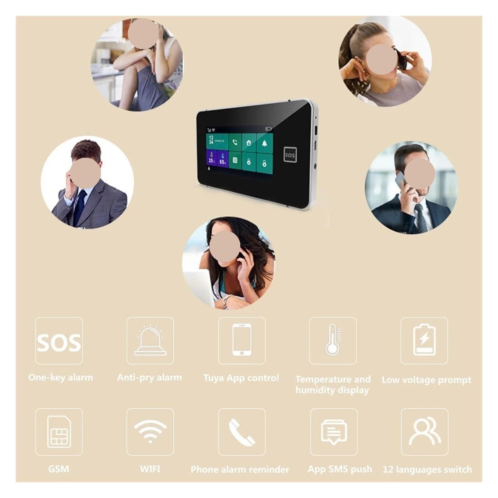 10 SZTUK Alarm Bezpieczeństwa W Domu, Z Połączeniem Alarmowym I Aplikacją Za Pomocą Jednego Przycisku(2G+WiFi)
