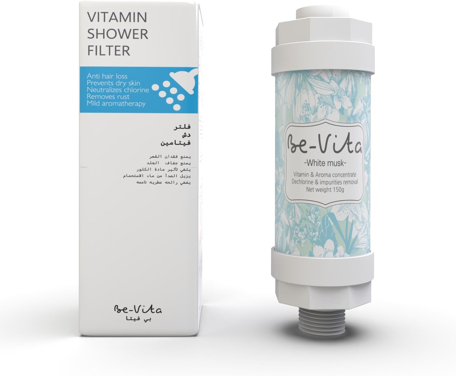 Korean Vitamin Shower Filter - Anti Hair Loss - Prevents Dry Skin - Chlorine Removal - Rust Removal - Relaxing Aromatherapy - Non-Toxic (White Musk)