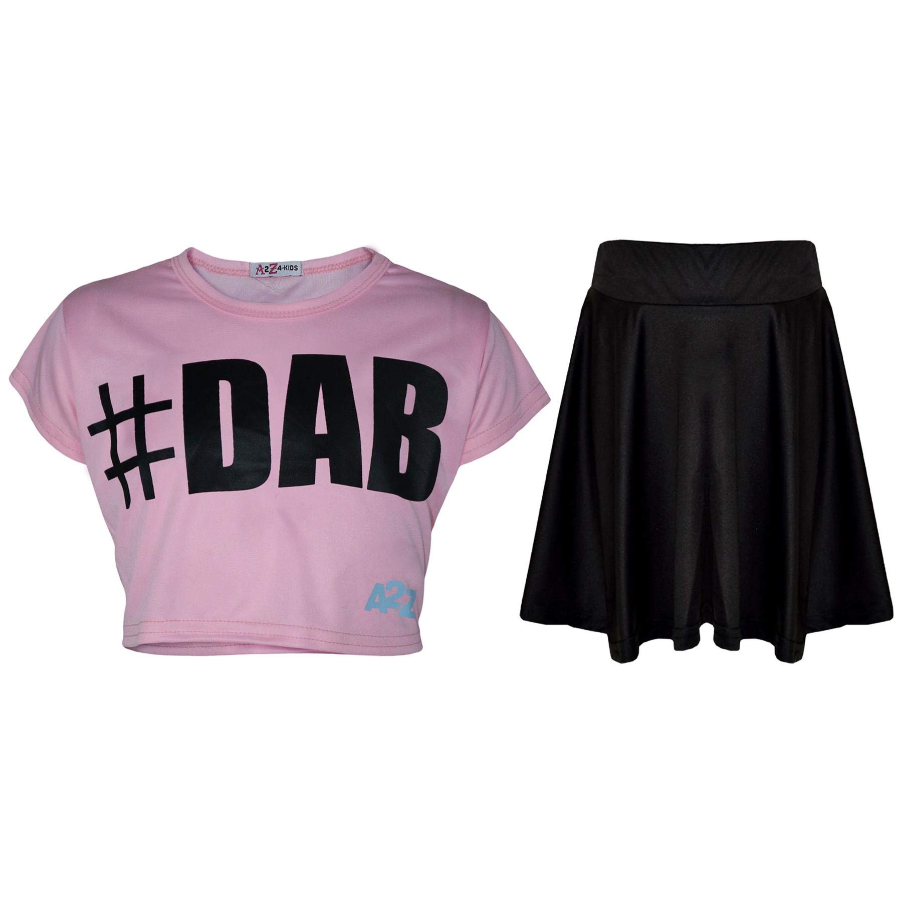 A2Z 4 Kids Girls T-Shirt and Skater Skirt Set Short Sleeve Top and Flared Skirt Outfit Stylish Summer Clothing for Kids Casual Matching Set for Holidays, Parties, Everyday Wear Age 5-13