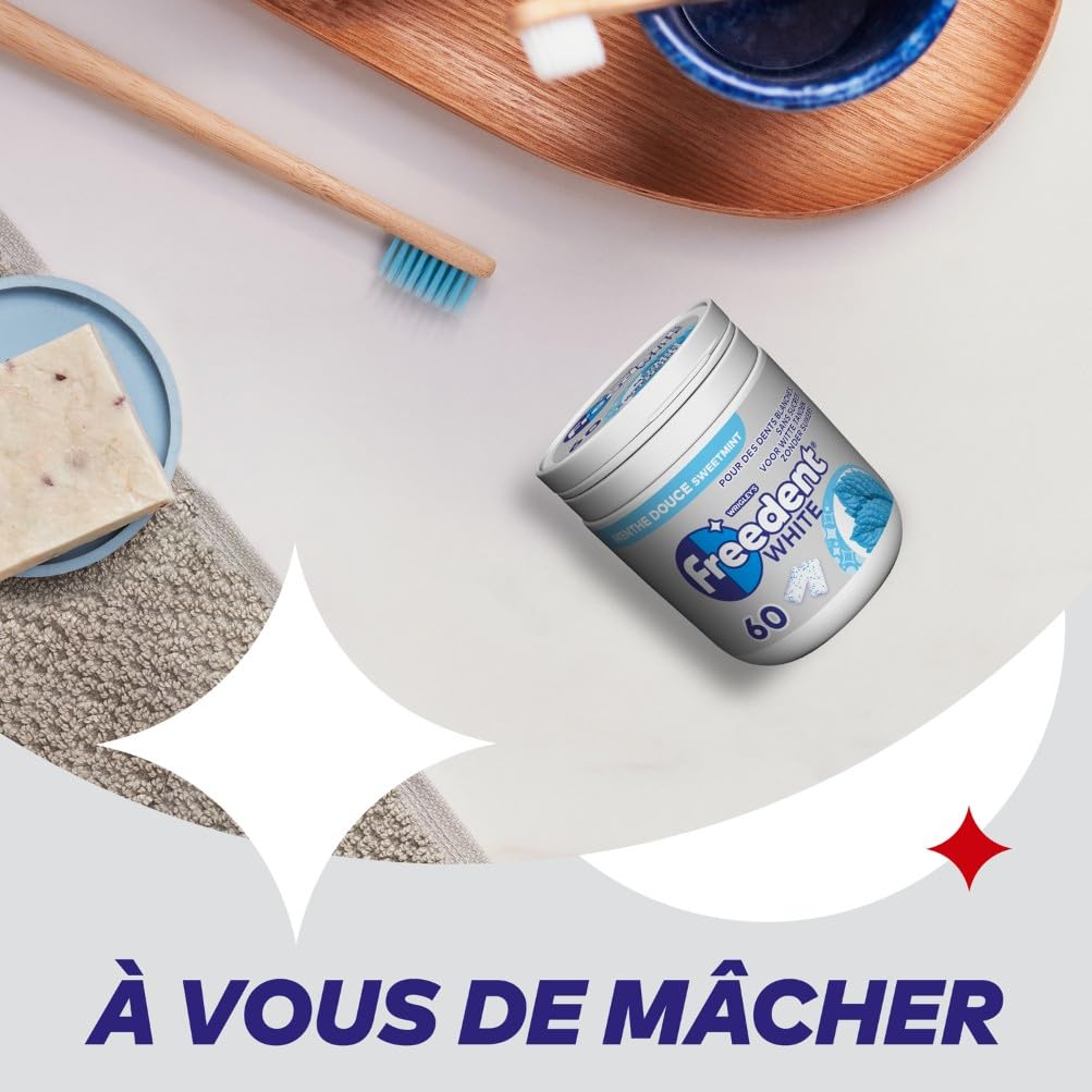 FREEDENT WHITE Chewing-gum Menthe Douce sans sucres 60 dragées 84g