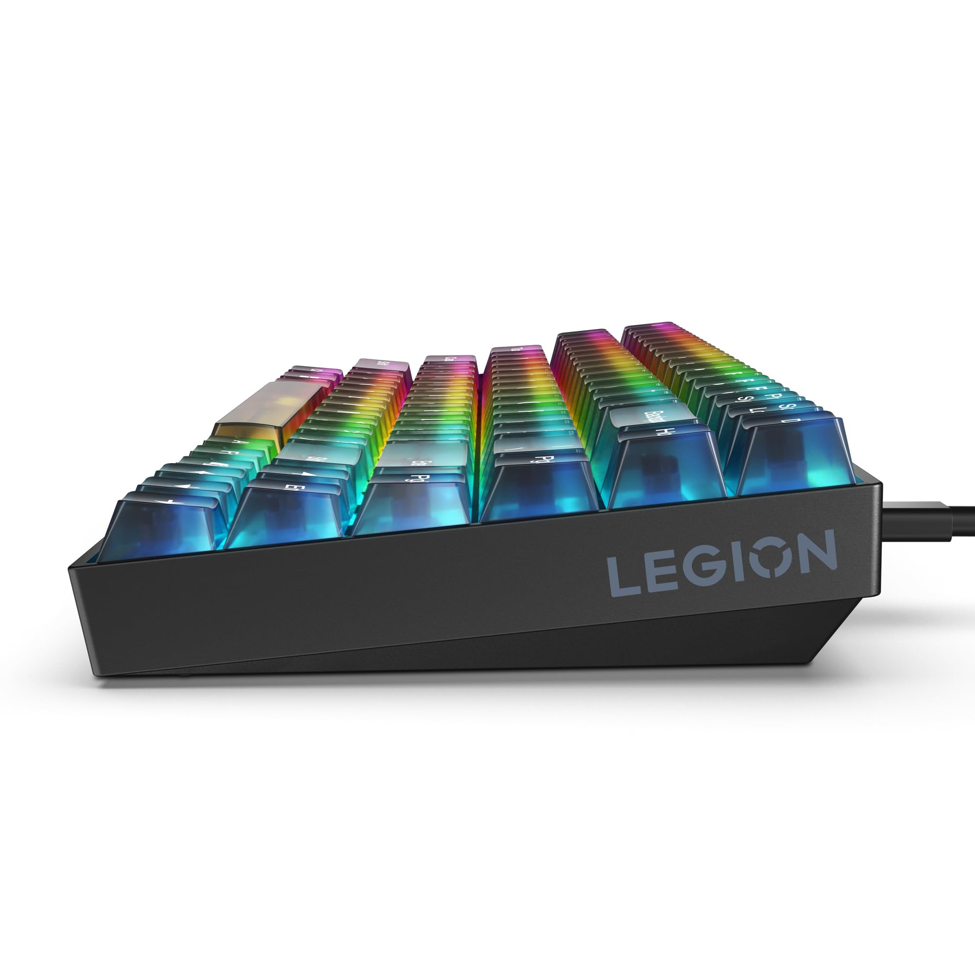Lenovo Legion K510 Mini Pro - Teclado Gaming (Mecánico, 84 Teclas, Diseño 75% Compacto, Teclas Translúcidas, Iluminación RGB, QWERTY Español) Incluye Cable 1.8m - Color Negro