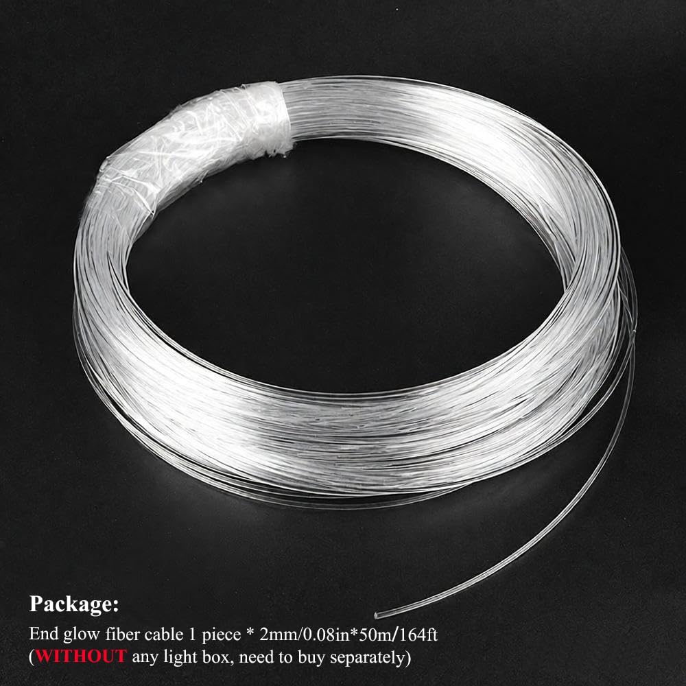 AKEPO 1 Rolle x 2 mm x 50 m, Lichtleiter-Lichtkabel, PMMA-Kunststoff, optische Fasern für LED-Sternlicht-Scheinwerfer-Stern-Deckenleuchten-Sets und Glasfaser-Beleuchtungsdekoration (ohne Lichtquelle)