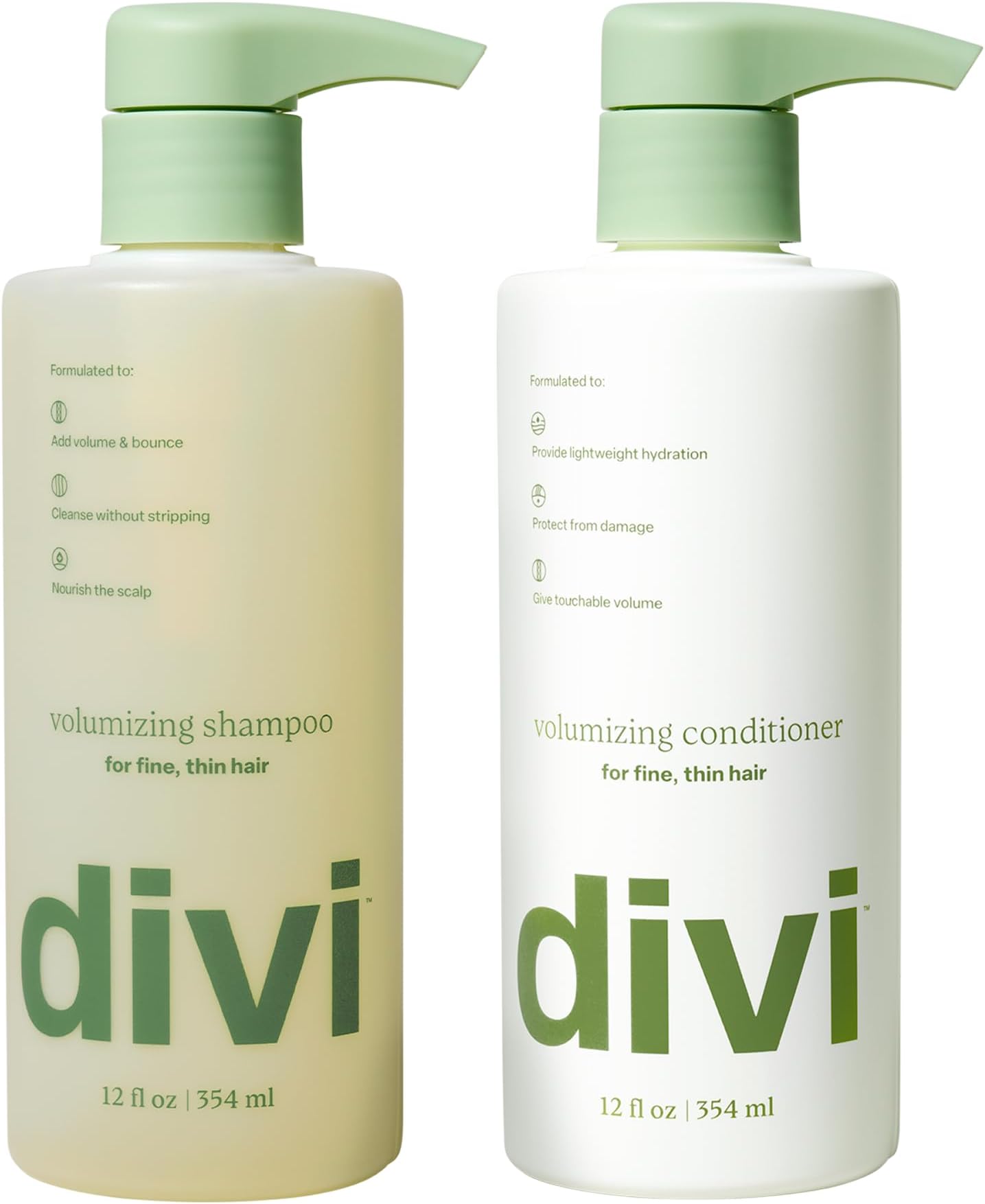 Shampoo and Conditioner Set for Women and Men - Hair Care Duo for All Hair Types, Adds Volume, Lift, and Bounce, Strengthens and Nourishes Hair - Full Size, 2 x 12 Fl Oz