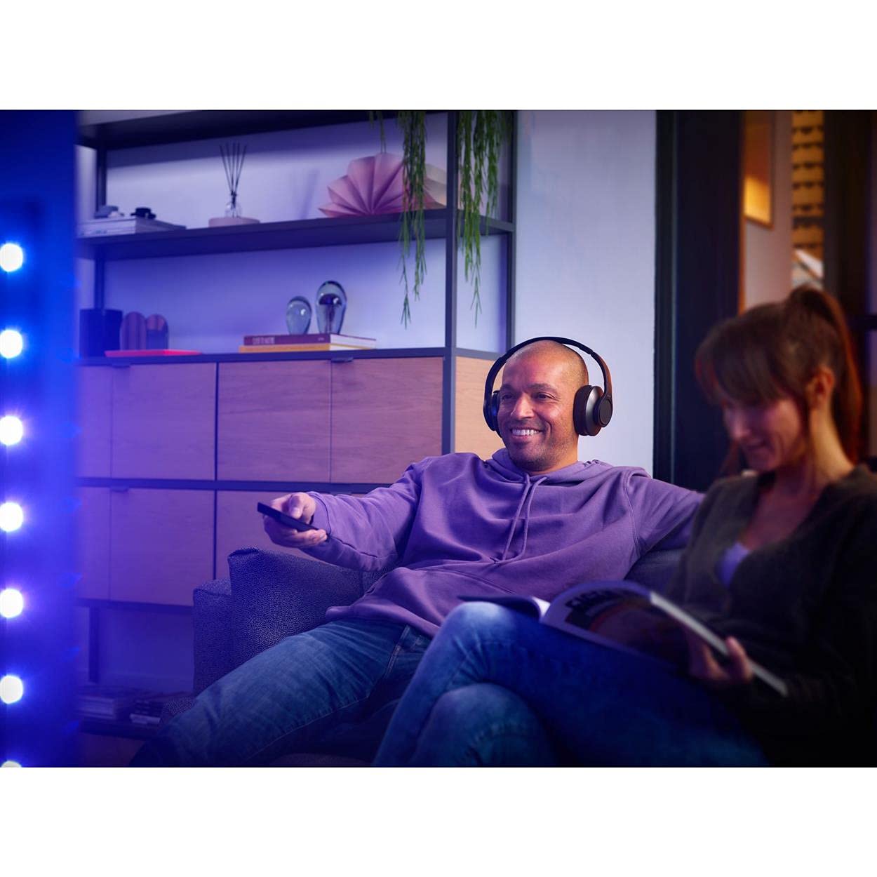PHILIPS Casque d'Écoute TAH6206BK/00 Over Ear TV, Casque d'Écoute sans Fil pour Adultes, Suppression Passive du Bruit, Connexion Bluetooth Facile, 18 Heures de Lecture, Design Hauxt de Gamme et Léger