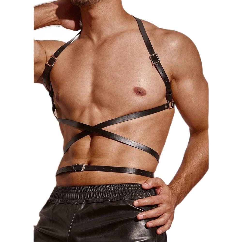 Zac's Alter Ego Unisex PU Leather Harness X Belt, Chest and Body Strap for Cosplay, Party, Halloween Costume