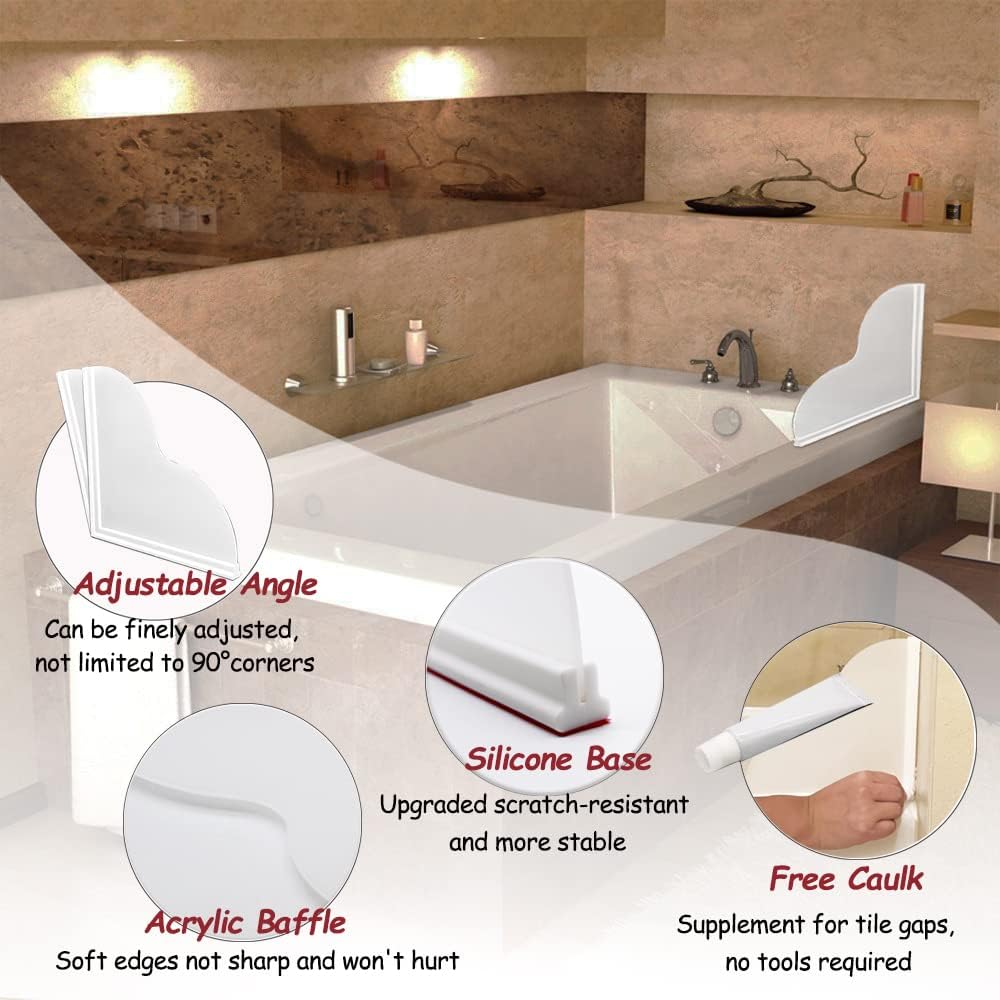 Large White Silicone and Acrylic Shower Splash Guard Kit