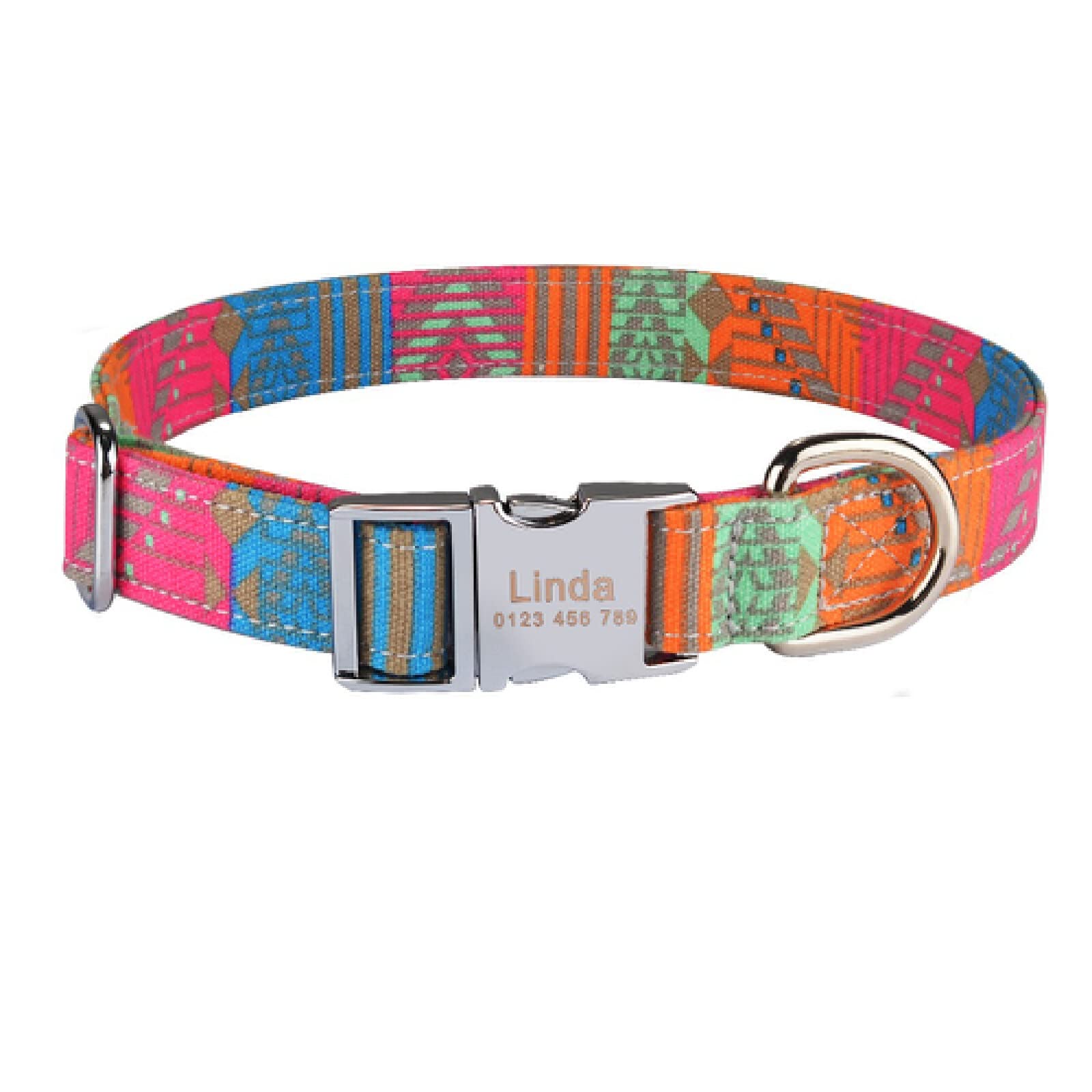 Collier de chien personnalisé en nylon gravé pour chiot et grand chien
