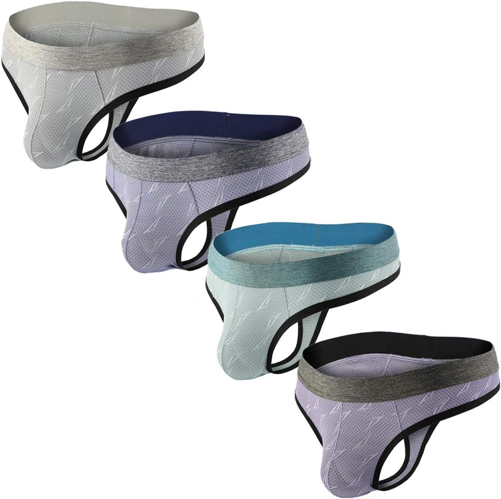Summer Code Mens Mesh Thong Underwear Elastic Waistband T-Back Underwear Pack
