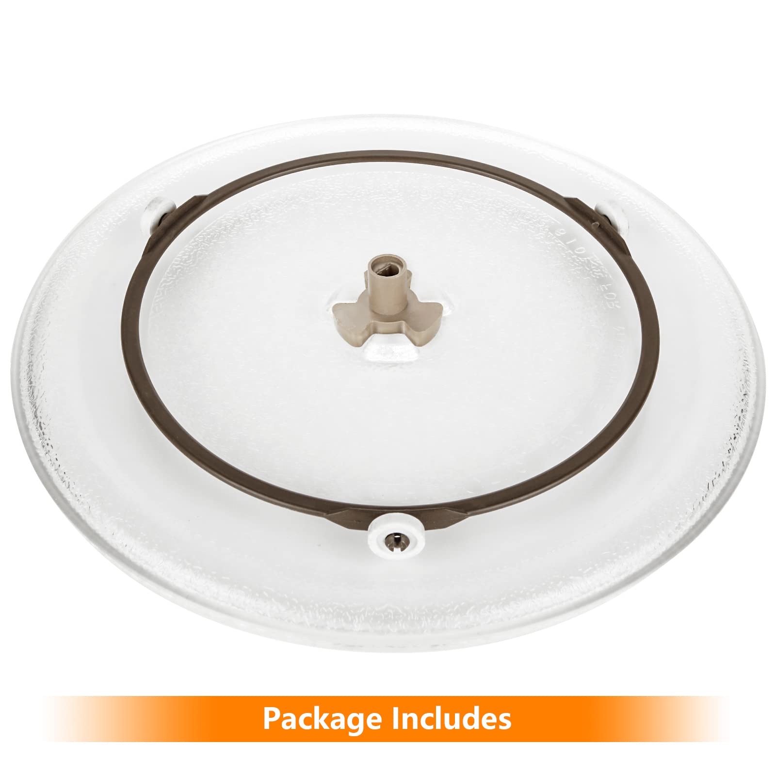 Piatto Universale per Forno a microonde, 24,5 cm, Piatto Girevole con 3 fissatori, Nucleo Girevole e Albero, Piatto in Vetro per Forno a Micro