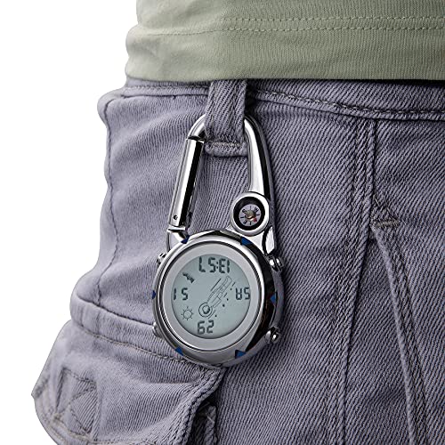 Image of JewelryWe Men Women Digital Clip Watch Mini Microlight Backpack Buckle Belt fob Watches for Rock Climbing Doctors Nurses Chefs for Mother's Day