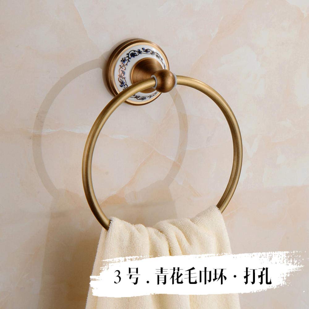 Anneau à serviette rond en aluminium de salle de bain anneau suspendu bleu et blanc