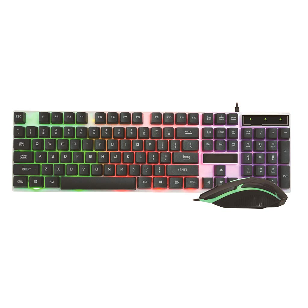 Desktop USB Wired Keyboard & Mouse Bundles Set RGB Back Light-image-0