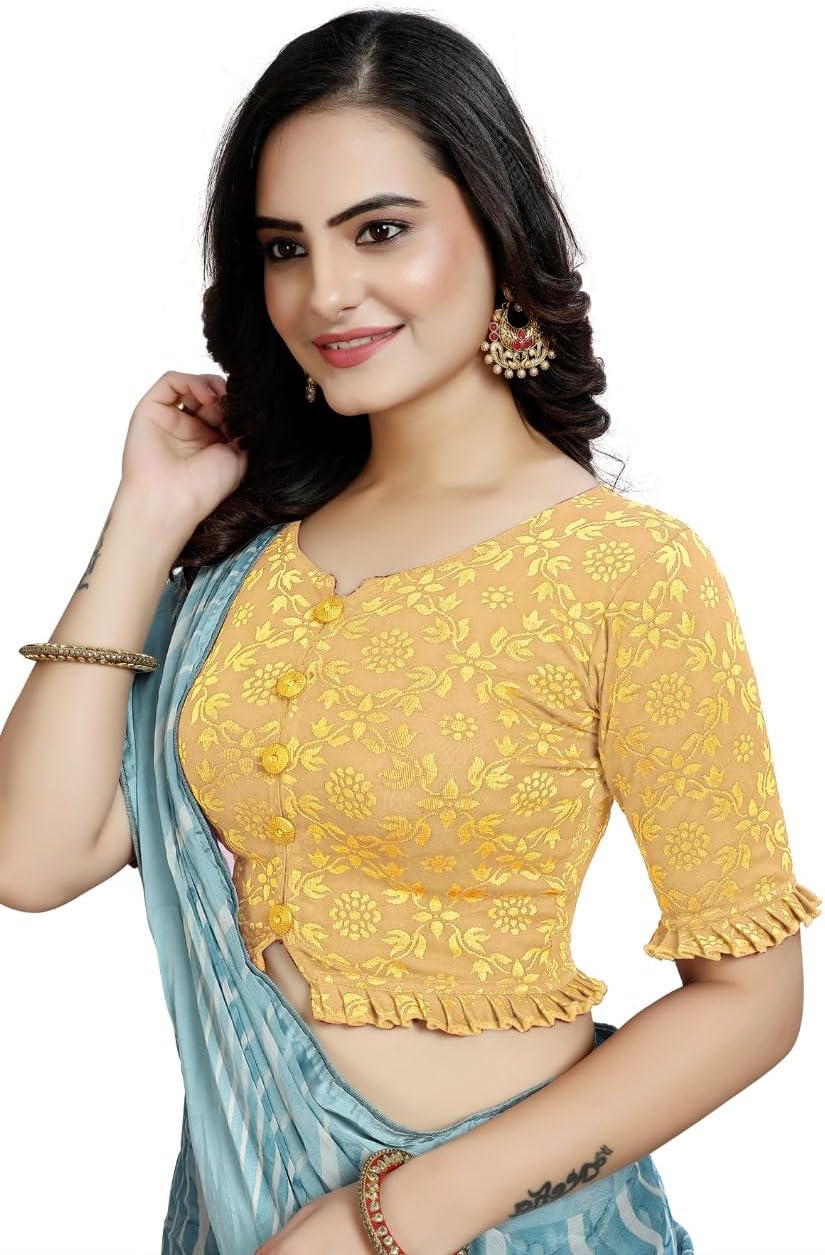 Women's Cotton Stretchable Designer Blouse | Embroidered Ethnic Saree Blouse | Front Button Traditional Choli - Image 3