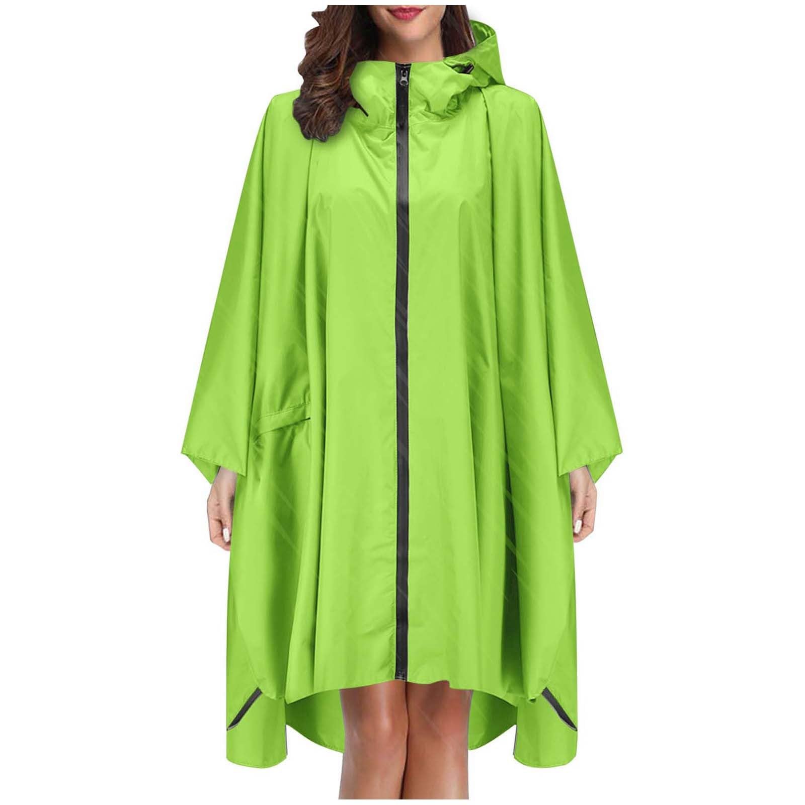 Poncho de lluvia para mujer y hombre, bolsa plegable para bicicleta, poncho de lluvia, senderismo, elegante, impermeable, con capucha, cremallera y cremallera para exteriores, abrigo para