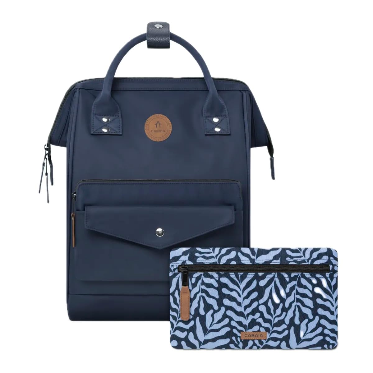 CABAIA - Sac à Dos Adventurer Nara - Medium 18L - Déperlant - Compartiment Ordinateur Portable 13" - 2 Poches - Certifié Vegan - Sac Voyage, Affaires, École pour Homme et Femme - Bleu