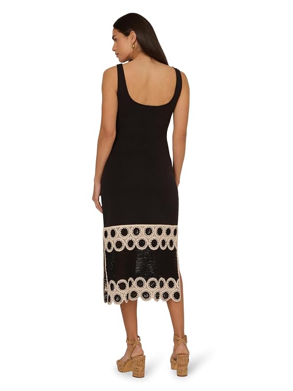 Adrianna Papell Womens Crochet Sheath Midi Dress Black/Ecru 10 by Adrianna Papell - Used condition - Image 2