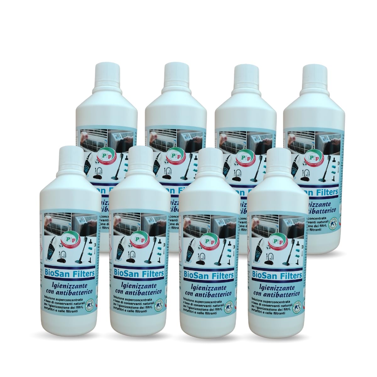 PIP Detergente Concentrato Bio FoodSan Filtri, Concentrato Tanica 8 Litri Pari a 240 Litri Pronto Uso, Pulizia Filtro Climatizzatore, Condizionatori Professionale HACCP