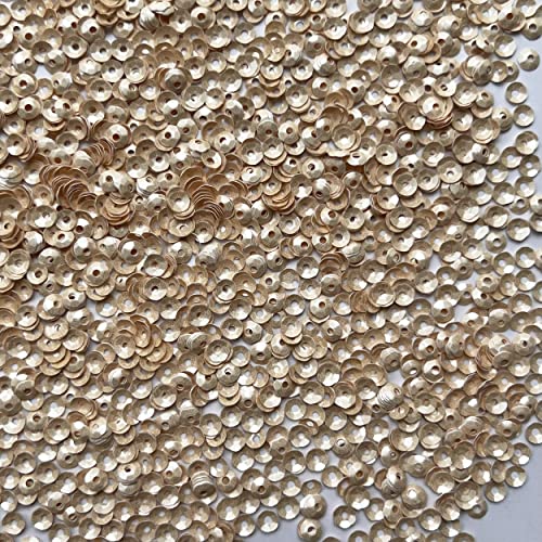 4mm Cup Sequins Champagne Ivory Beige Opaque Satin Pearl Made in USA