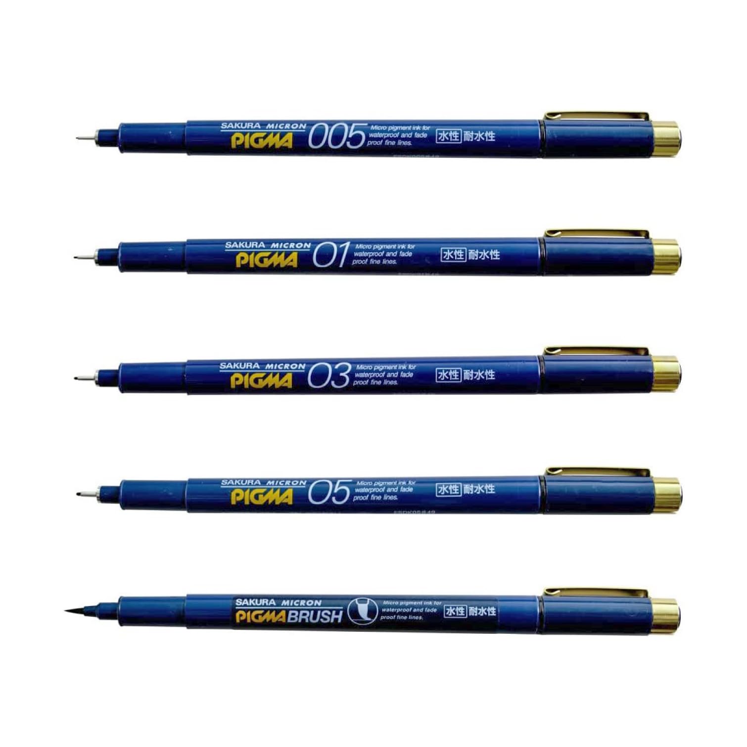 Pigma Micron Water-Based Pen Set, 5-Piece Black