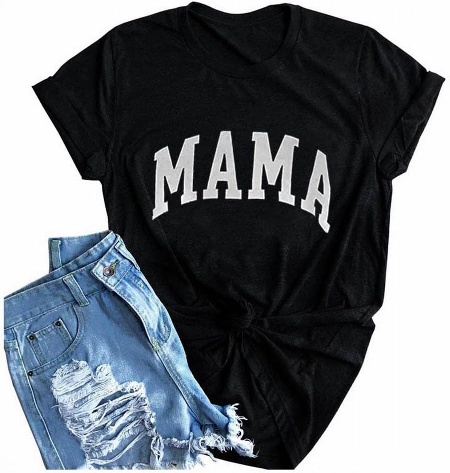 Tomteamell Mama Shirt Womens Short Sleeve Tops Trendy Graphic Tees Casual Mom Tshirt - Image 6